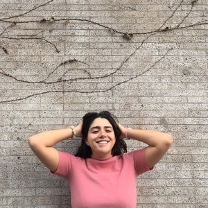 Pink mock neck T-shirt from Zara